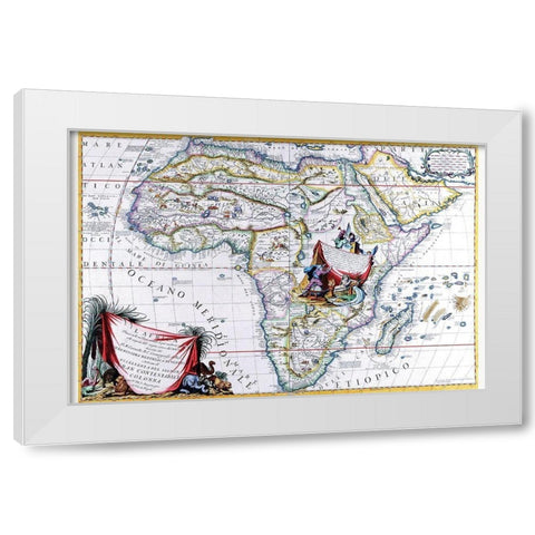 Africa White Modern Wood Framed Art Print by Coronelli, Vincenzo