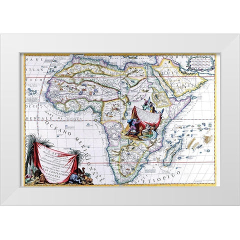 Africa White Modern Wood Framed Art Print by Coronelli, Vincenzo