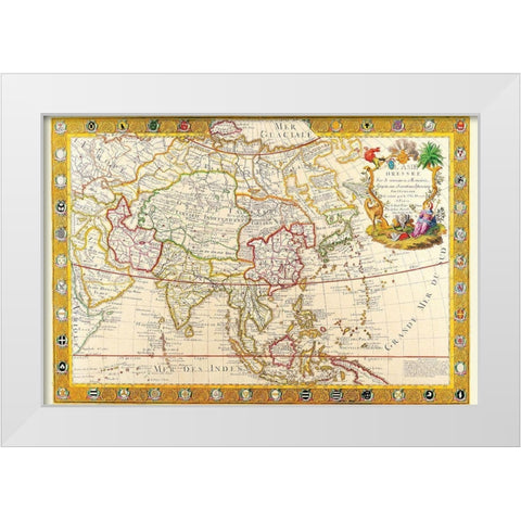 Asia White Modern Wood Framed Art Print by Danet, Guillaume