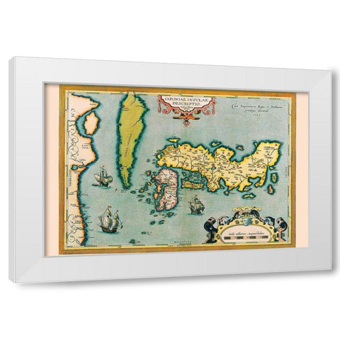 Description of the Japanese Islands White Modern Wood Framed Art Print by Ortelius, Abraham