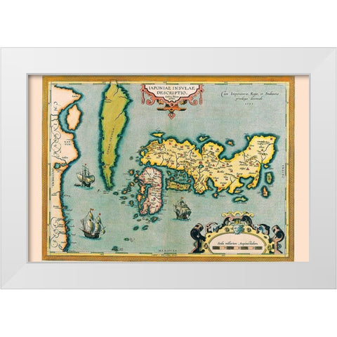 Description of the Japanese Islands White Modern Wood Framed Art Print by Ortelius, Abraham