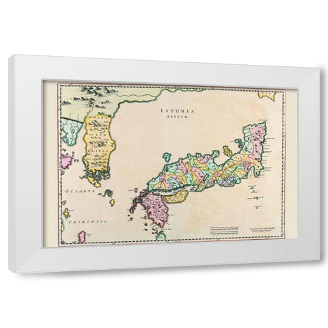 Japan and Korea White Modern Wood Framed Art Print by Blaeu, Joan