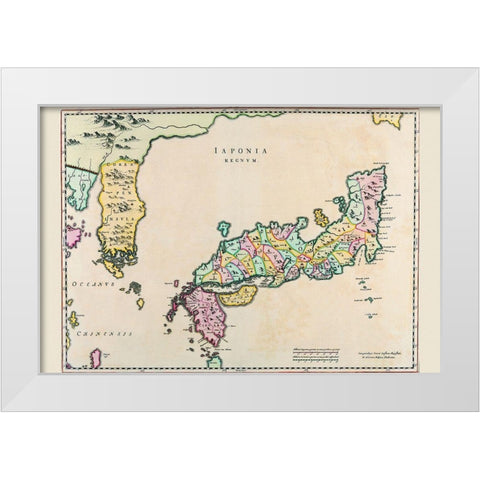 Japan and Korea White Modern Wood Framed Art Print by Blaeu, Joan