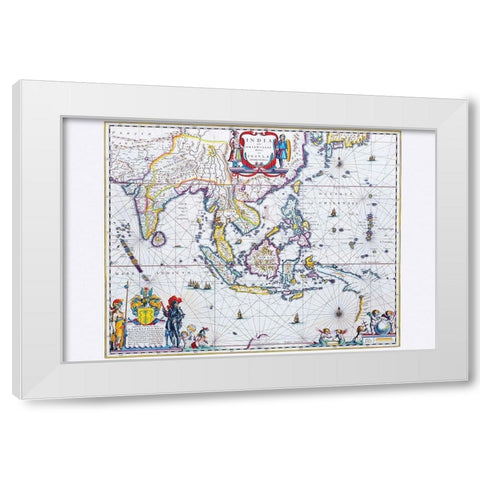 India and Southeast Asia White Modern Wood Framed Art Print by Blaeu, Willem