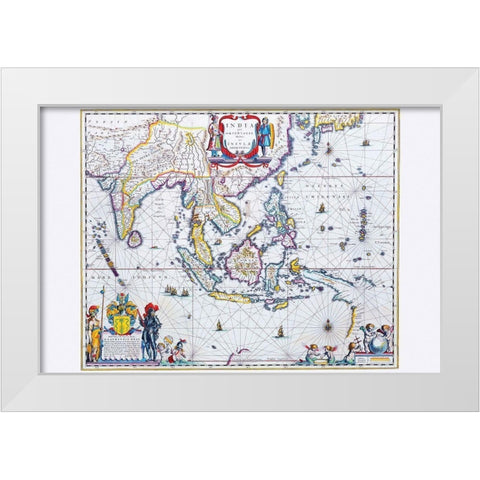 India and Southeast Asia White Modern Wood Framed Art Print by Blaeu, Willem