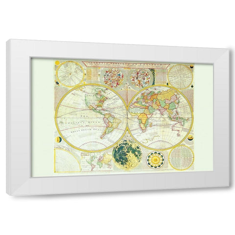 Stereographic Map of the Earth and the Moon White Modern Wood Framed Art Print by Dunn, Samuel