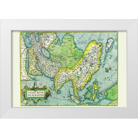 Asia White Modern Wood Framed Art Print by Ortelius, Abraham