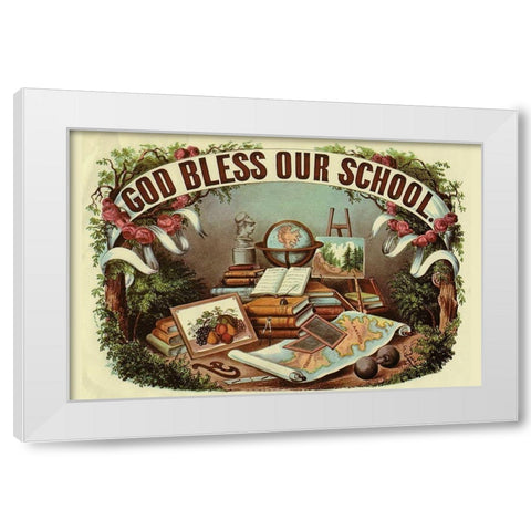 God Bless Our School White Modern Wood Framed Art Print by Arbuckle Brothers
