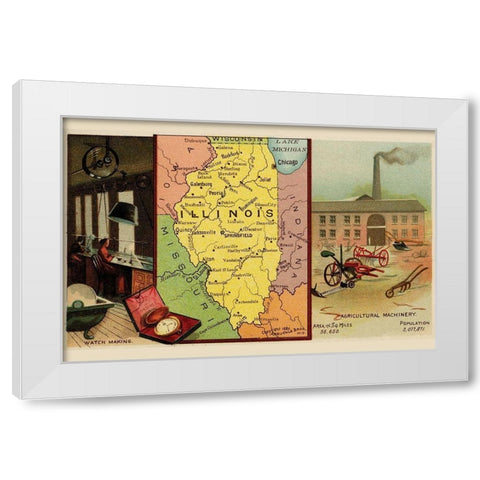 Illinois White Modern Wood Framed Art Print by Arbuckle Brothers