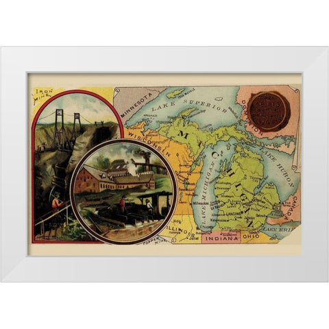 Michigan White Modern Wood Framed Art Print by Arbuckle Brothers