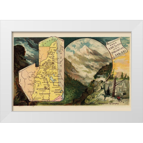 New Hampshire White Modern Wood Framed Art Print by Arbuckle Brothers