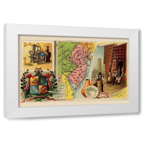 New Jersey White Modern Wood Framed Art Print by Arbuckle Brothers