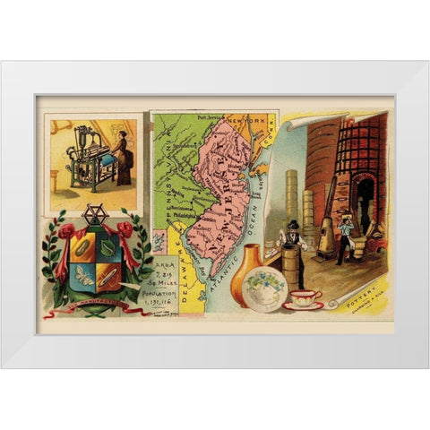 New Jersey White Modern Wood Framed Art Print by Arbuckle Brothers