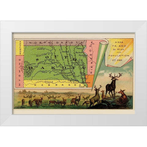 South Dakota White Modern Wood Framed Art Print by Arbuckle Brothers