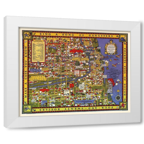 Map of Chicago Gangland White Modern Wood Framed Art Print by Robert, Bruce