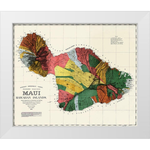 Maui Hawaiian islands White Modern Wood Framed Art Print by Dodge, F S