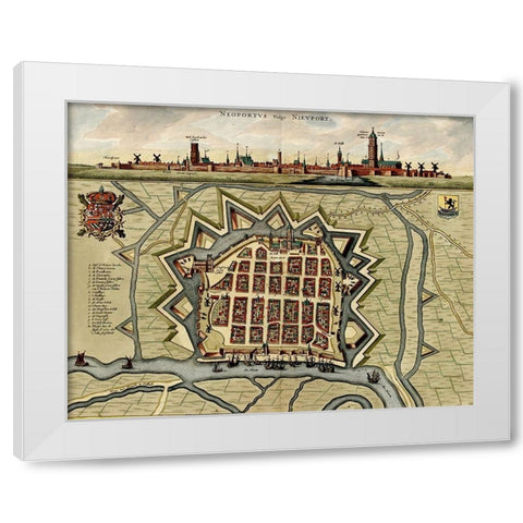Belgium, Newport Chart of Military armaments in Defense 1700 White Modern Wood Framed Art Print by Beeck, Anna
