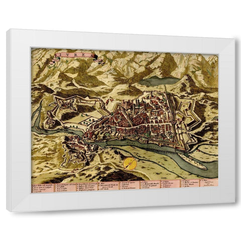 Turin or Torino and Its Envisons 1700 White Modern Wood Framed Art Print by Beeck, Anna