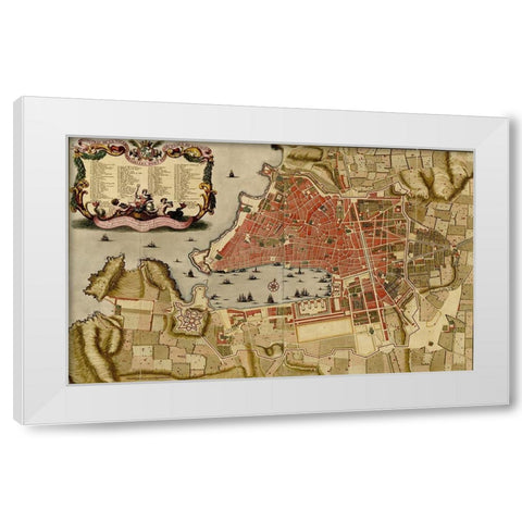 Vigos Spain 1700 Battle of Vigo Bay White Modern Wood Framed Art Print by Beeck, Anna