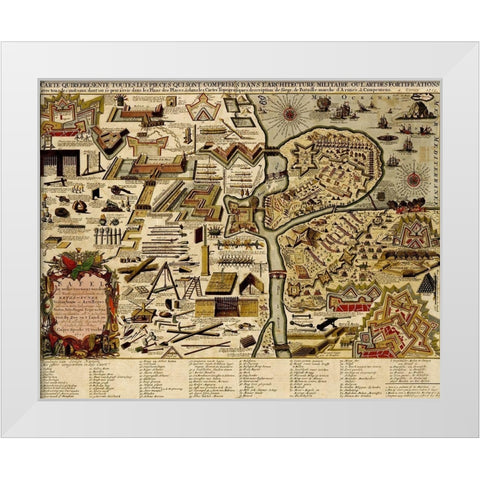 Vauban Defenses on the Narva Estonia 1700 White Modern Wood Framed Art Print by Beeck, Anna