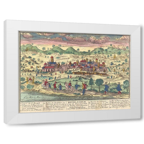 Bethlehem City of David White Modern Wood Framed Art Print by Chereau, Jacque le jeune