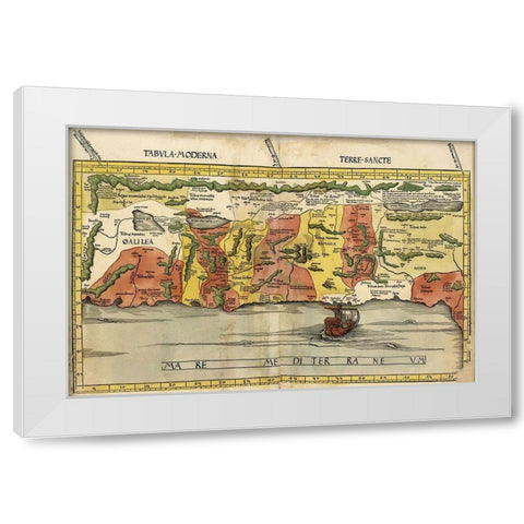 Map of the Holy Land White Modern Wood Framed Art Print by Ptolemy