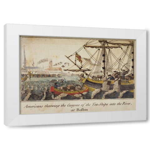 Boston Tea Party White Modern Wood Framed Art Print by Vintage Places