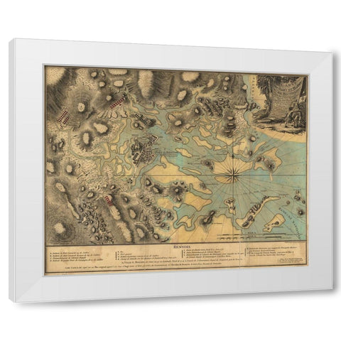 Map of Boston during the Revolution White Modern Wood Framed Art Print by Vintage Places