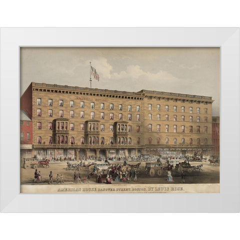 American House Hotel Hanover Street White Modern Wood Framed Art Print by Rice, Lewis