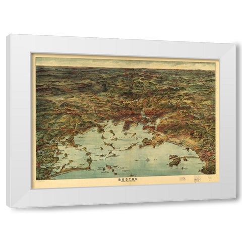 Boston and Environs White Modern Wood Framed Art Print by George Walker and Co