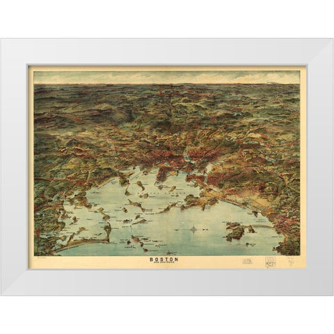 Boston and Environs White Modern Wood Framed Art Print by George Walker and Co