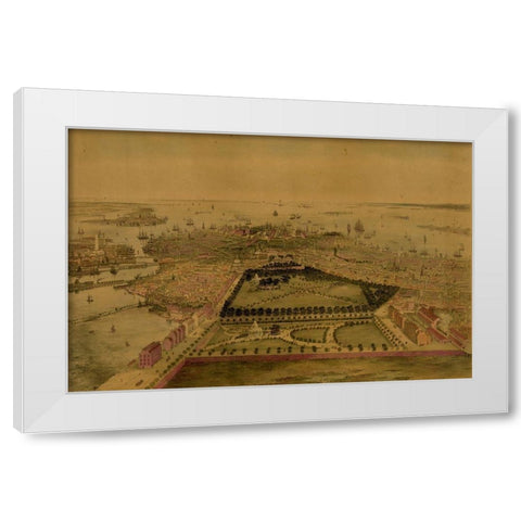 Birds eye view of Boston  White Modern Wood Framed Art Print by Sarony and Major