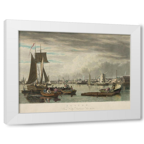 Boston from City Point Near Sea Street White Modern Wood Framed Art Print by Bennett, W J