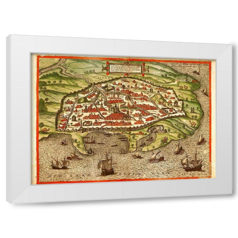 Alexandria Egypt White Modern Wood Framed Art Print by Hogenberg, Braun