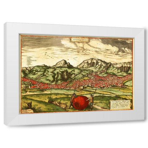 Antequera Malaga Spain White Modern Wood Framed Art Print by Hogenberg, Braun