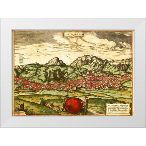 Antequera Malaga Spain White Modern Wood Framed Art Print by Hogenberg, Braun