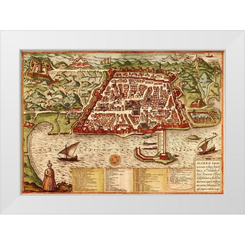 Algiers Algeria White Modern Wood Framed Art Print by Hogenberg, Braun