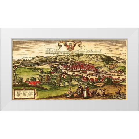 Bilbao White Modern Wood Framed Art Print by Hogenberg, Braun