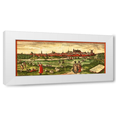 Bourges A Roman City White Modern Wood Framed Art Print by Hogenberg, Braun