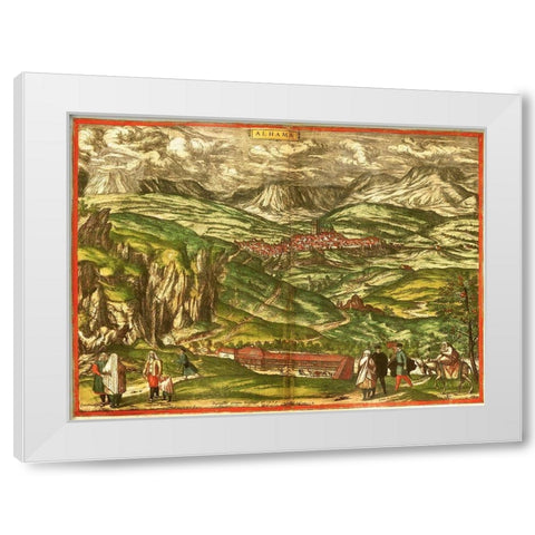Alhama de Granada White Modern Wood Framed Art Print by Hogenberg, Braun