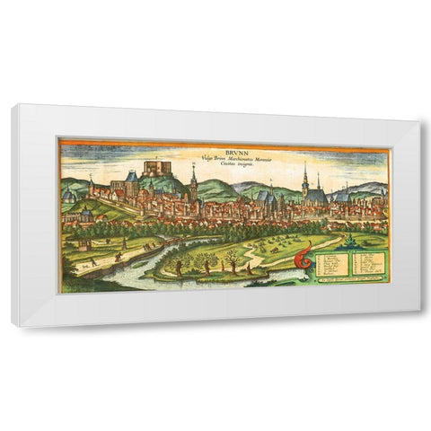 Brno White Modern Wood Framed Art Print by Hogenberg, Braun