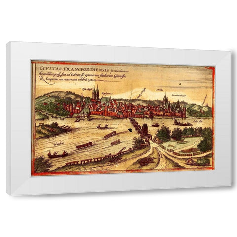Frankfurt an der Oder White Modern Wood Framed Art Print by Hogenberg, Braun