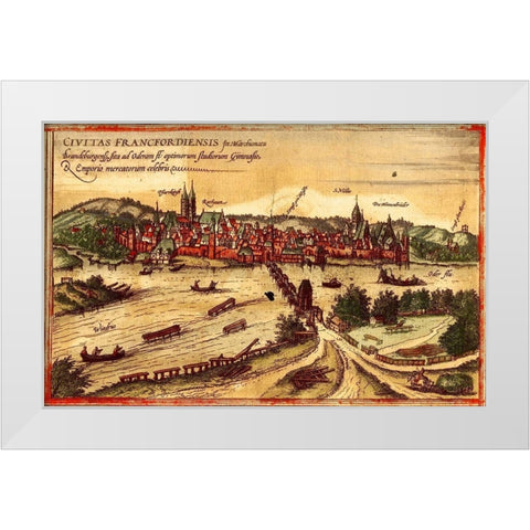 Frankfurt an der Oder White Modern Wood Framed Art Print by Hogenberg, Braun