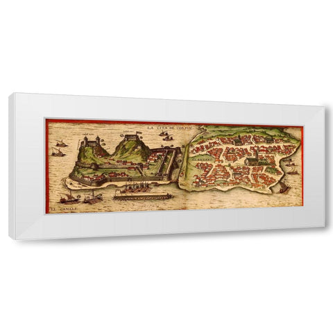 Corfu Greece White Modern Wood Framed Art Print by Hogenberg, Braun