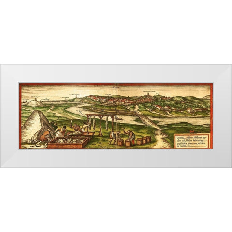 Conil de la Frontera White Modern Wood Framed Art Print by Hogenberg, Braun
