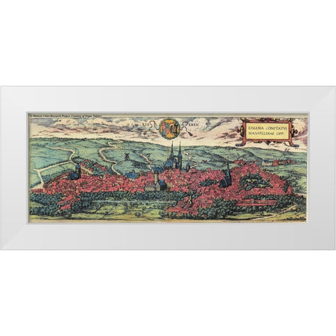 Eisleben in Saxony White Modern Wood Framed Art Print by Hogenberg, Braun