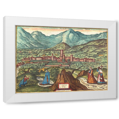 Fondi Italy White Modern Wood Framed Art Print by Hogenberg, Braun