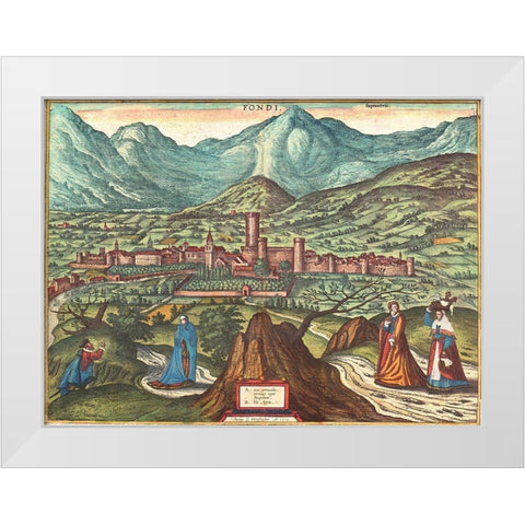 Fondi Italy White Modern Wood Framed Art Print by Hogenberg, Braun