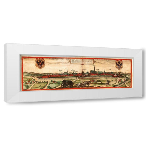 Vienna Austria Wien White Modern Wood Framed Art Print by Hogenberg, Braun