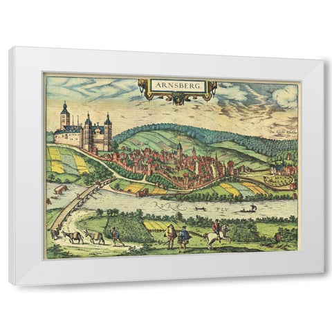 Arnsberg Germany White Modern Wood Framed Art Print by Hogenberg, Braun